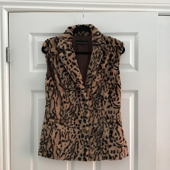 Faux fur leopard print vest size S - Picture 4 of 5